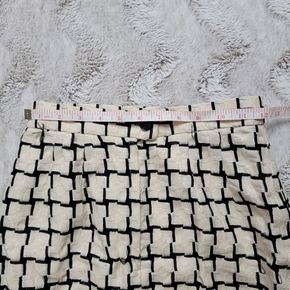 Vintage Carlisle Wool Silk Cream Black Geometric Straight Skirt Size 2 - Picture 13 of 13